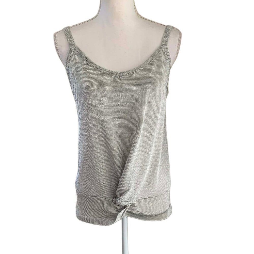 UMGEE Shimmer Metallic V-Neck Knot Waist Cami Top